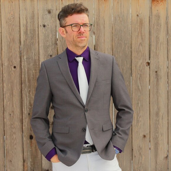 Deep Purple Dress Shirt Long-Sleeved Size: MM 15 by BELLISSIMO - Picture 2 of 6